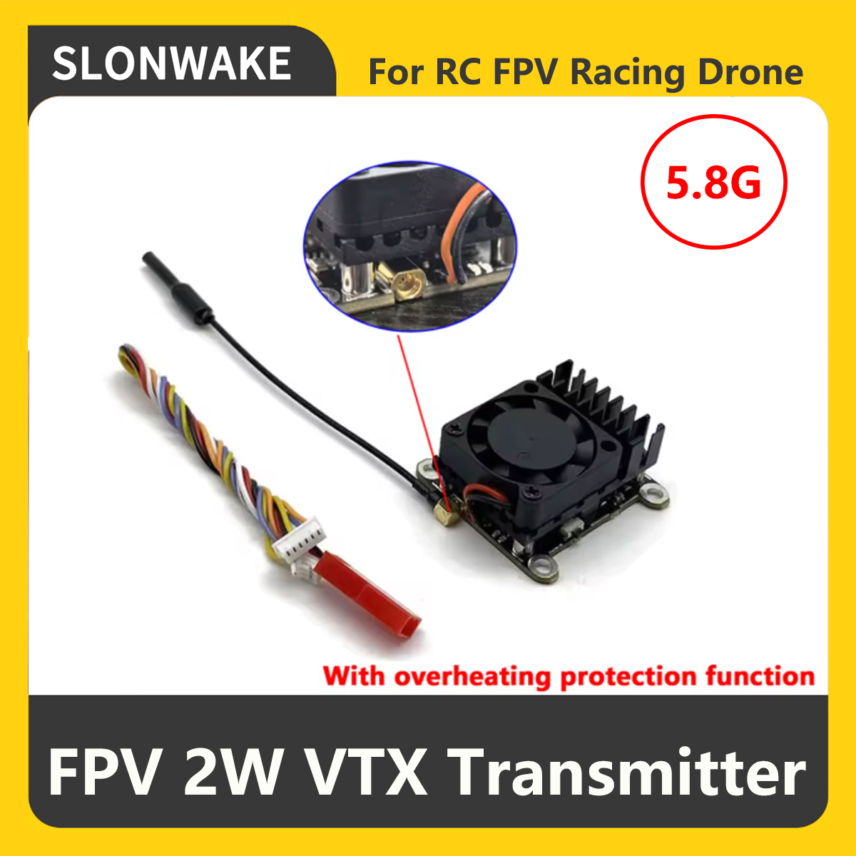 جهاز إرسال SLONWAKE 5.8G 2000m - مراجعة Fpv Drone Camera وسعره